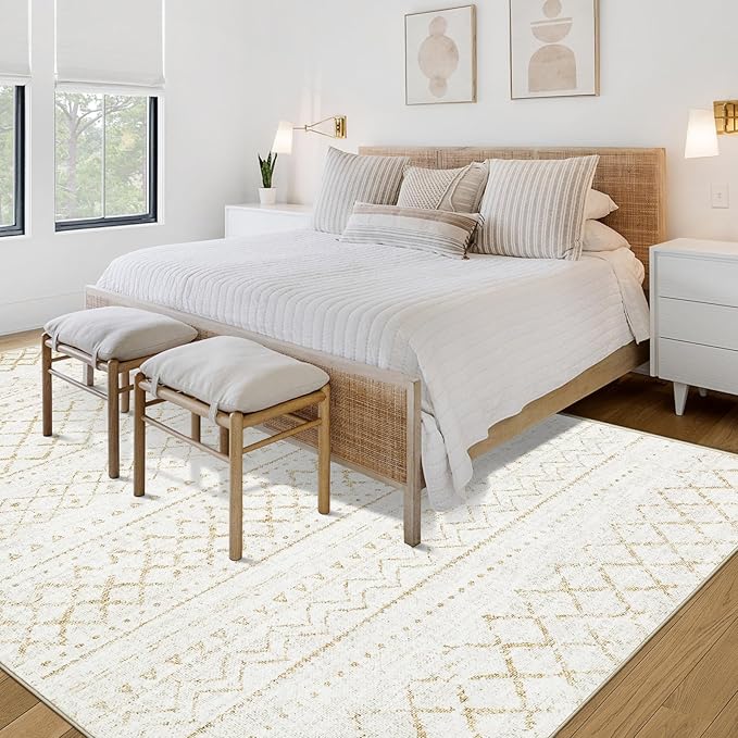 RESARE Boho Area Rug, 4x6 (Neutral)